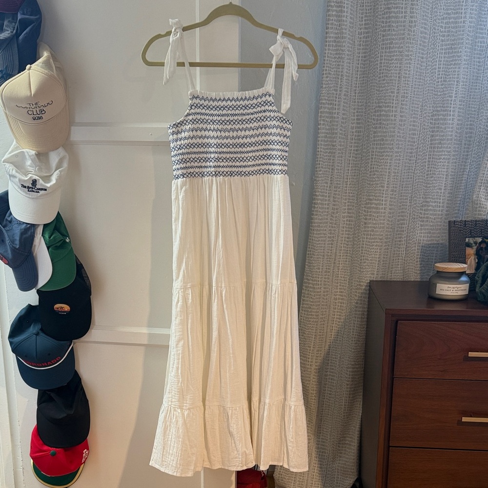 Lucky Brand White and Blue Maxi Dress